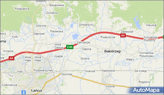 mapa Dębina gmina Białobrzegi, Dębina gmina Białobrzegi na mapie Targeo