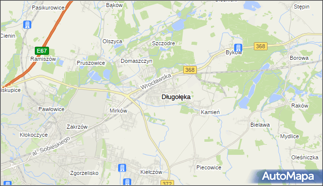 mapa Długołęka powiat wrocławski, Długołęka powiat wrocławski na mapie Targeo