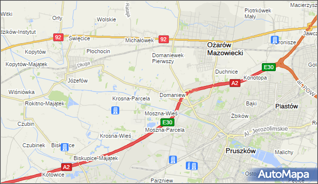 mapa Domaniew gmina Brwinów, Domaniew gmina Brwinów na mapie Targeo