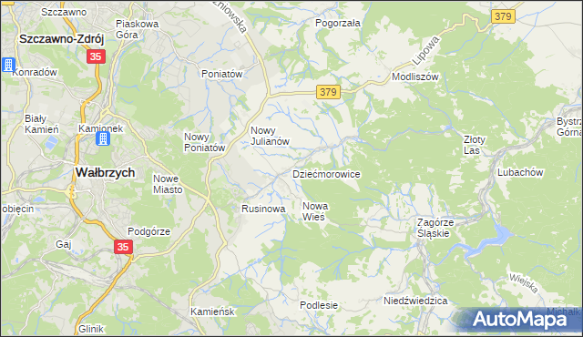 mapa Dziećmorowice, Dziećmorowice na mapie Targeo