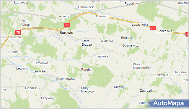 mapa Filipówka gmina Borowie, Filipówka gmina Borowie na mapie Targeo