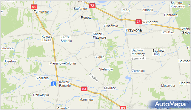 mapa Gąsin, Gąsin na mapie Targeo