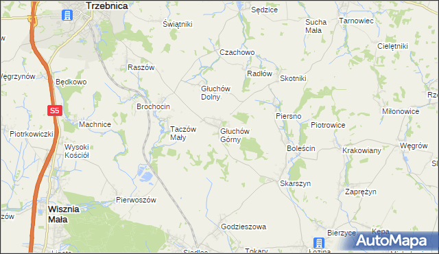 mapa Głuchów Górny, Głuchów Górny na mapie Targeo