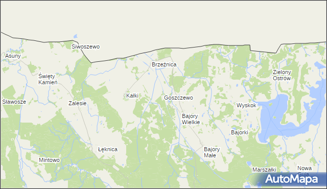 mapa Goszczewo gmina Srokowo, Goszczewo gmina Srokowo na mapie Targeo