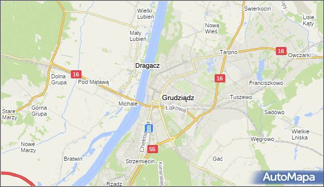 mapa Grudziądza, Grudziądz na mapie Targeo