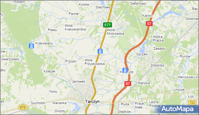 mapa Grzędy gmina Tarczyn, Grzędy gmina Tarczyn na mapie Targeo