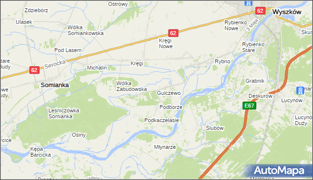 mapa Gulczewo gmina Wyszków, Gulczewo gmina Wyszków na mapie Targeo