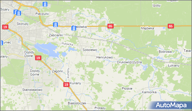 mapa Henrykowo gmina Supraśl, Henrykowo gmina Supraśl na mapie Targeo