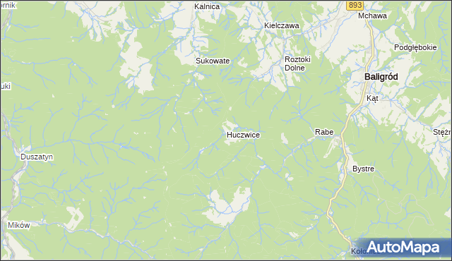 mapa Huczwice, Huczwice na mapie Targeo