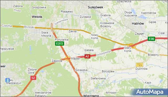 mapa Izabela gmina Wiązowna, Izabela gmina Wiązowna na mapie Targeo