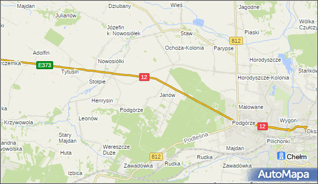 mapa Janów gmina Chełm, Janów gmina Chełm na mapie Targeo