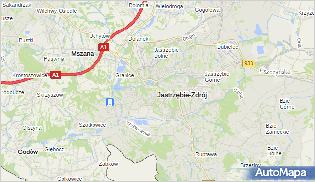 mapa Jastrzębie-Zdrój, Jastrzębie-Zdrój na mapie Targeo