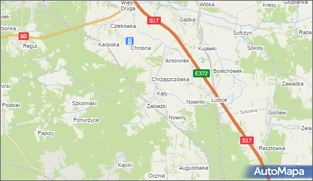 mapa Kąty gmina Kołbiel, Kąty gmina Kołbiel na mapie Targeo