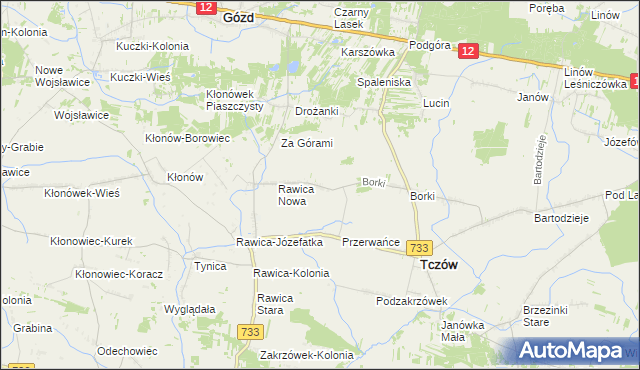 mapa Kazimierzów gmina Tczów, Kazimierzów gmina Tczów na mapie Targeo