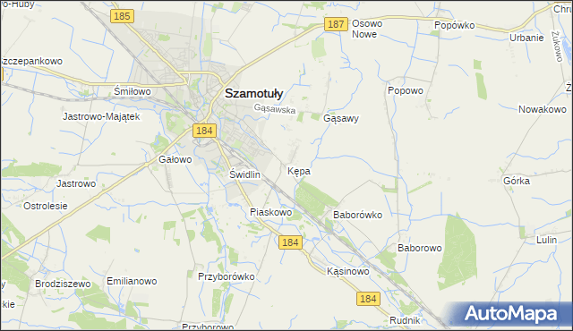 mapa Kępa gmina Szamotuły, Kępa gmina Szamotuły na mapie Targeo