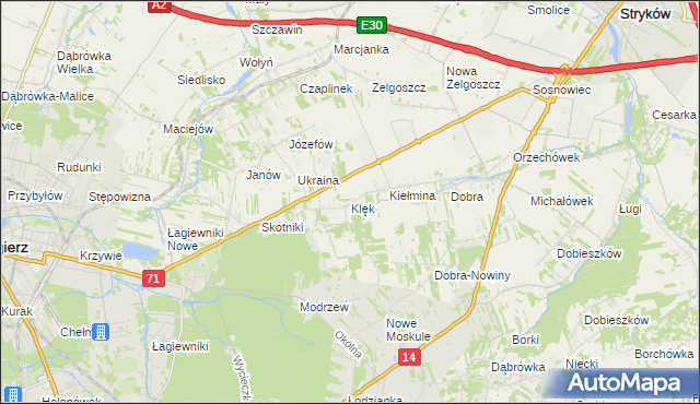 mapa Klęk, Klęk na mapie Targeo