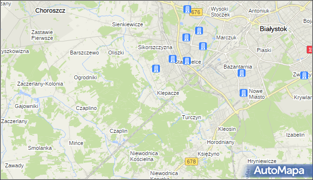 mapa Klepacze gmina Choroszcz, Klepacze gmina Choroszcz na mapie Targeo