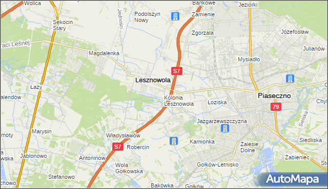 mapa Kolonia Lesznowola, Kolonia Lesznowola na mapie Targeo