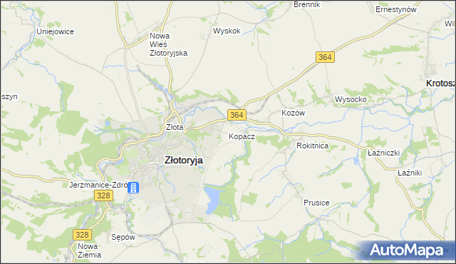 mapa Kopacz gmina Złotoryja, Kopacz gmina Złotoryja na mapie Targeo