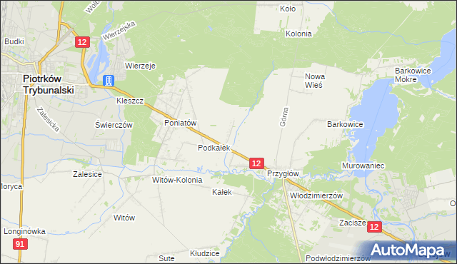 mapa Korytnica gmina Sulejów, Korytnica gmina Sulejów na mapie Targeo