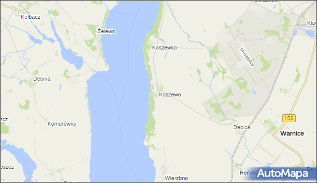 mapa Koszewo gmina Stargard, Koszewo gmina Stargard na mapie Targeo