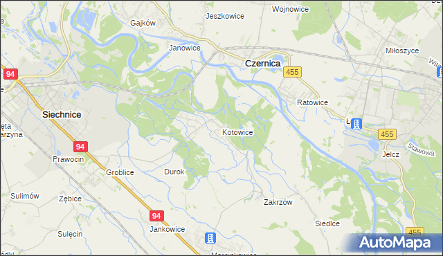 mapa Kotowice gmina Siechnice, Kotowice gmina Siechnice na mapie Targeo