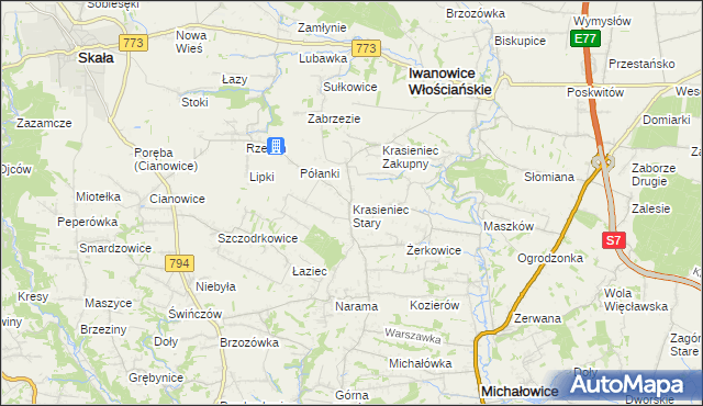 mapa Krasieniec Stary, Krasieniec Stary na mapie Targeo