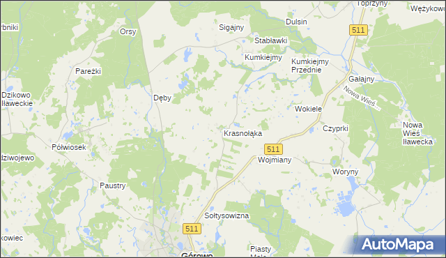 mapa Krasnołąka gmina Górowo Iławeckie, Krasnołąka gmina Górowo Iławeckie na mapie Targeo