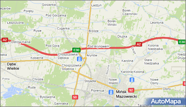 mapa Królewiec gmina Mińsk Mazowiecki, Królewiec gmina Mińsk Mazowiecki na mapie Targeo