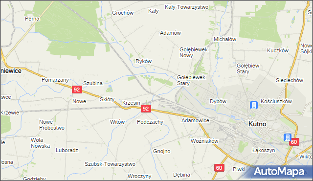 mapa Krzesinówek, Krzesinówek na mapie Targeo