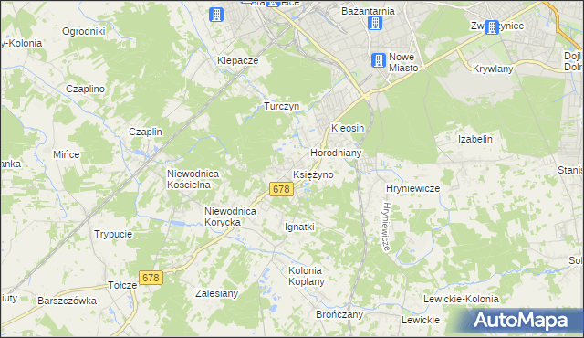 mapa Księżyno, Księżyno na mapie Targeo