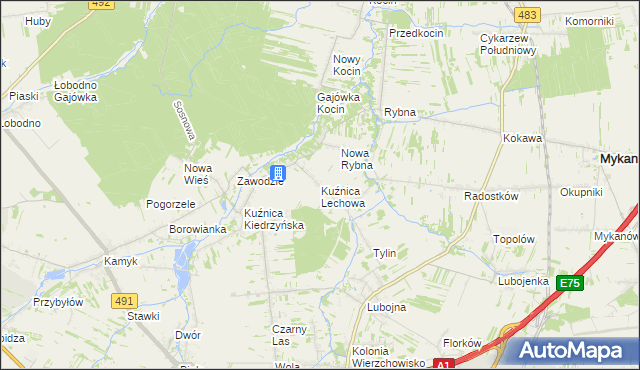 mapa Kuźnica Lechowa, Kuźnica Lechowa na mapie Targeo