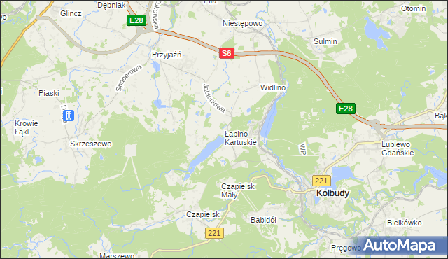 mapa Łapino Kartuskie, Łapino Kartuskie na mapie Targeo