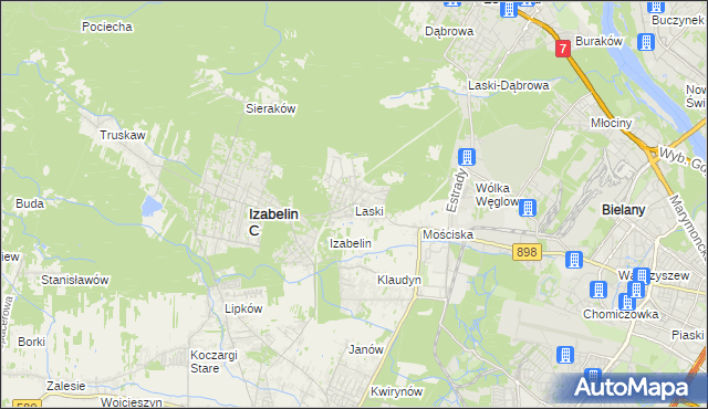 mapa Laski gmina Izabelin, Laski gmina Izabelin na mapie Targeo