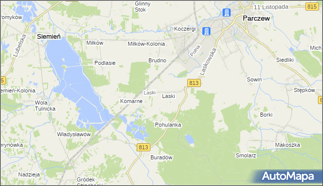 mapa Laski gmina Parczew, Laski gmina Parczew na mapie Targeo