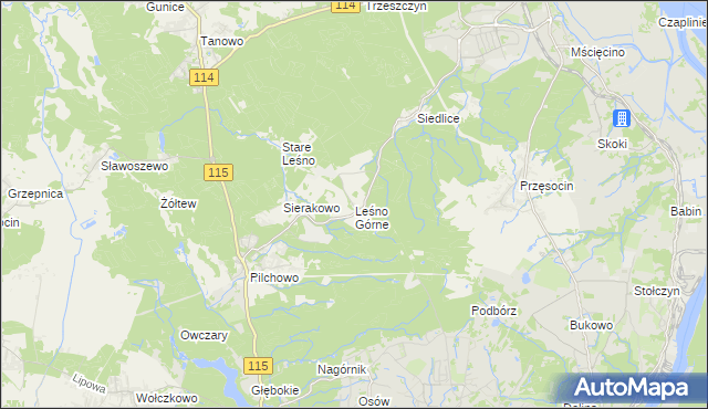 mapa Leśno Górne, Leśno Górne na mapie Targeo