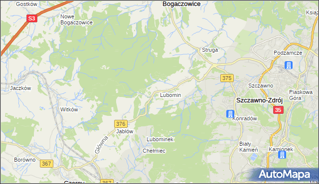 mapa Lubomin gmina Stare Bogaczowice, Lubomin gmina Stare Bogaczowice na mapie Targeo