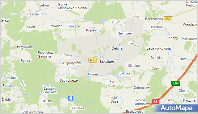 mapa Lututów, Lututów na mapie Targeo