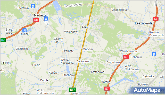 mapa Marysin gmina Lesznowola, Marysin gmina Lesznowola na mapie Targeo