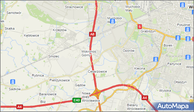 mapa Mokronos Dolny, Mokronos Dolny na mapie Targeo