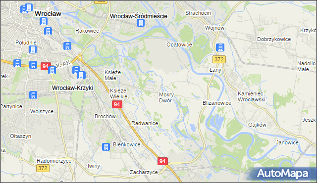 mapa Mokry Dwór gmina Siechnice, Mokry Dwór gmina Siechnice na mapie Targeo