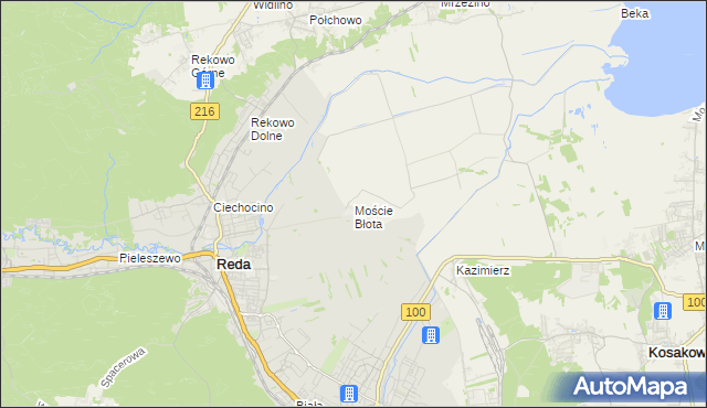mapa Moście Błota, Moście Błota na mapie Targeo