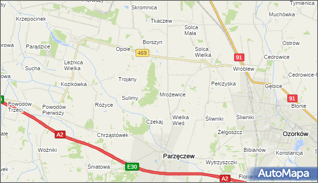 mapa Mrożewice, Mrożewice na mapie Targeo