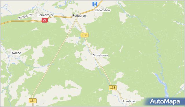 mapa Muszkowo, Muszkowo na mapie Targeo