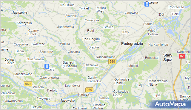 mapa Naszacowice, Naszacowice na mapie Targeo