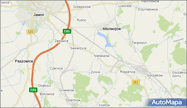 mapa Niedaszów, Niedaszów na mapie Targeo