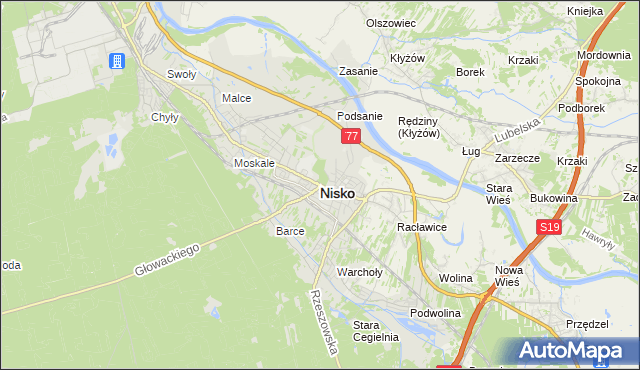 mapa Nisko, Nisko na mapie Targeo