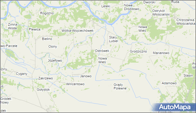 mapa Nowa Wieś gmina Rząśnik, Nowa Wieś gmina Rząśnik na mapie Targeo