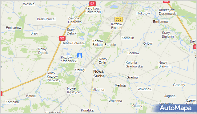 mapa Nowy Żylin, Nowy Żylin na mapie Targeo