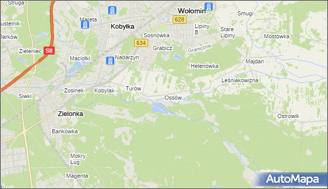 mapa Ossów, Ossów na mapie Targeo